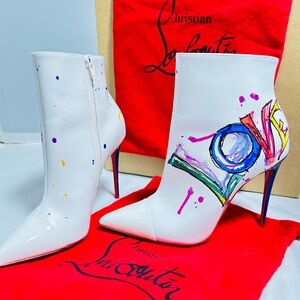Christian Louboutin White Love Stiletto Boots
